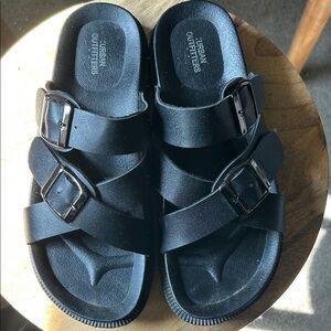 Urban Outfitters Black Double-Buckle Sandals